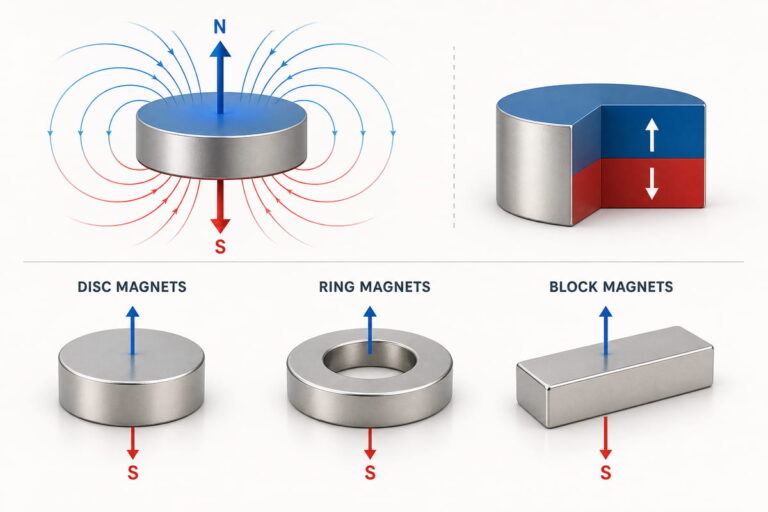Formes courantes des aimants en néodyme à magnétisation axiale