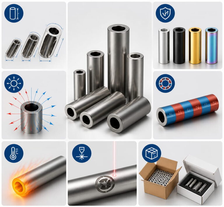 Options de fabrication sur mesure de tubes magnétiques en néodyme