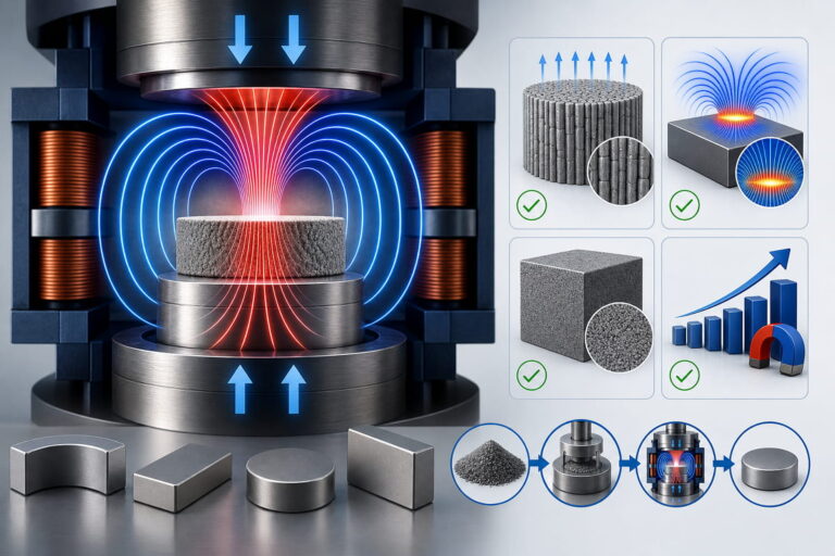 Avantages de la fabrication par compression sous champ magnétique des aimants NdFeB frittés