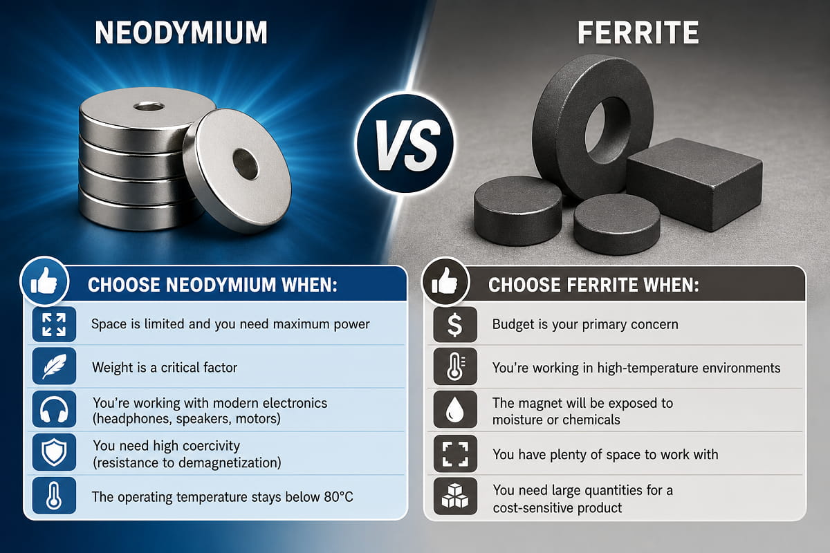 Aimant en ferrite ou aimant en néodyme : lequel choisir ?