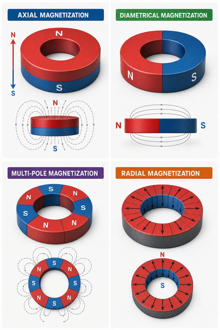 Options de magnétisation des aimants annulaires