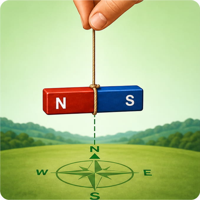 The Hanging Method to Identify North and South Poles