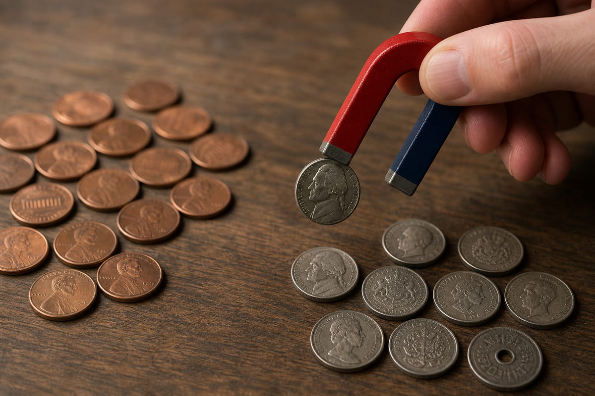Utilisation d'un aimant pour tester les pièces de monnaie
