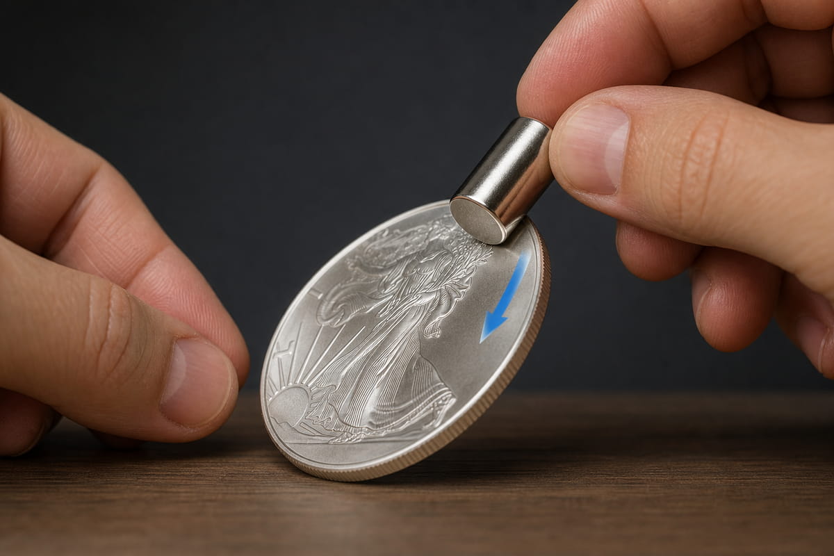 Utilisation d'un aimant pour tester l'argent