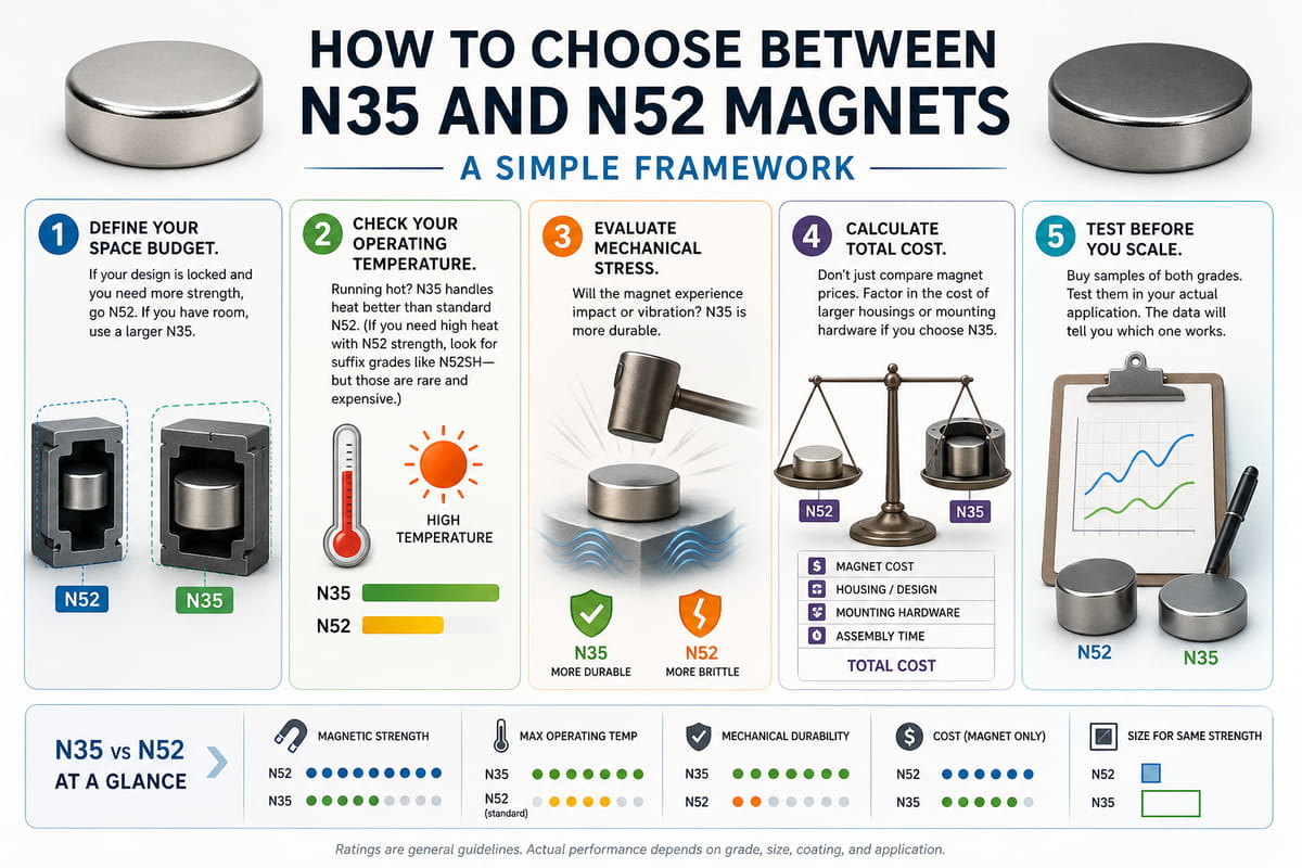 Comment choisir entre les aimants N35 et N52