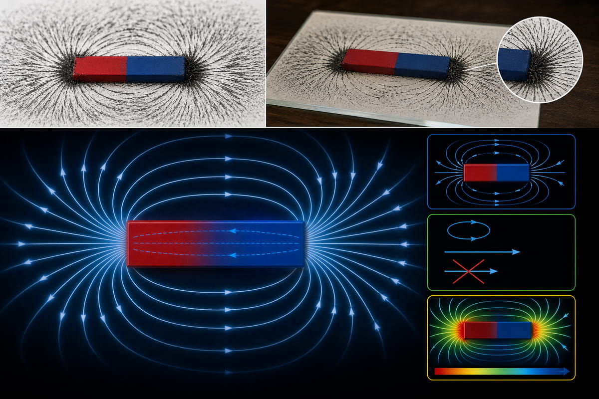 Limaille de fer pour la visualisation du champ magnétique d'un aimant en barre