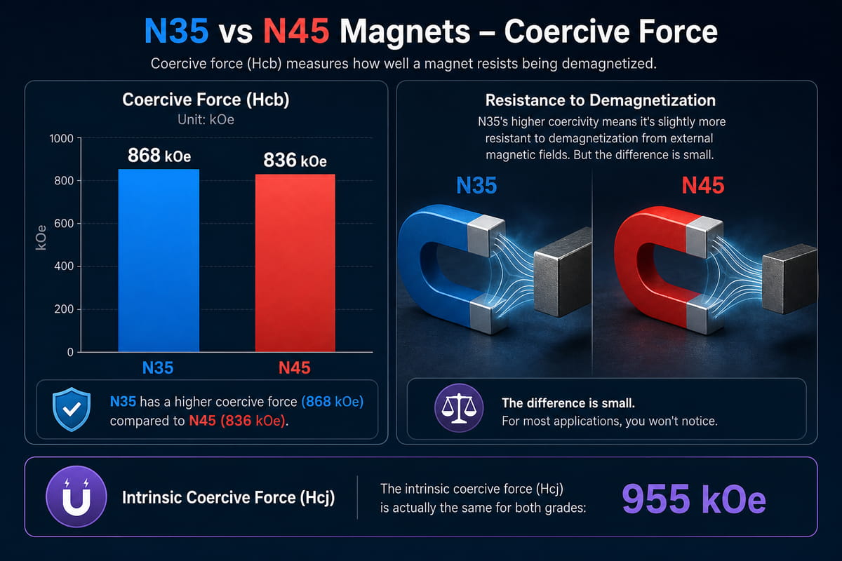 Aimants N35 et N45 : force coercitive