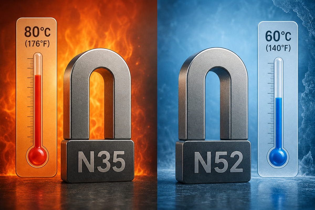 Résistance à la température des aimants N35 et N52