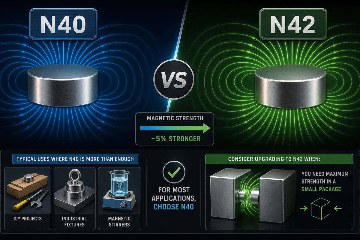 Comparaison simple entre les aimants N40 et N42