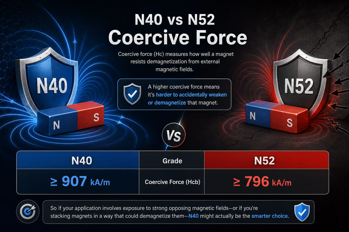 Aimants N40 et N52 : force coercitive
