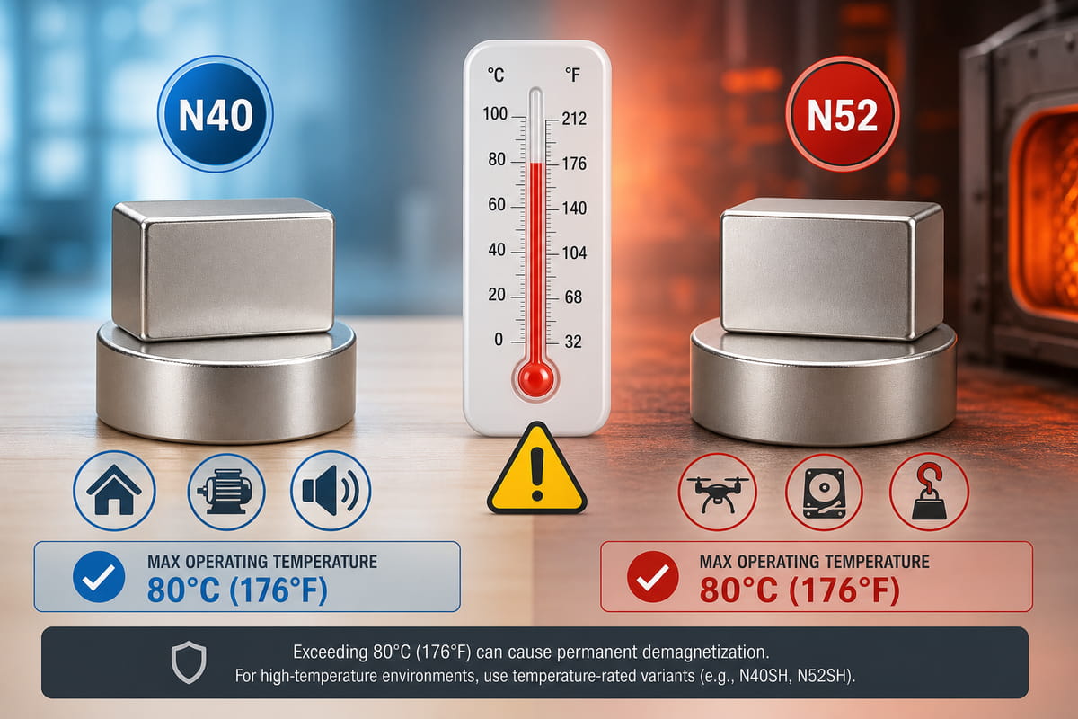 Température des aimants N40 et N52