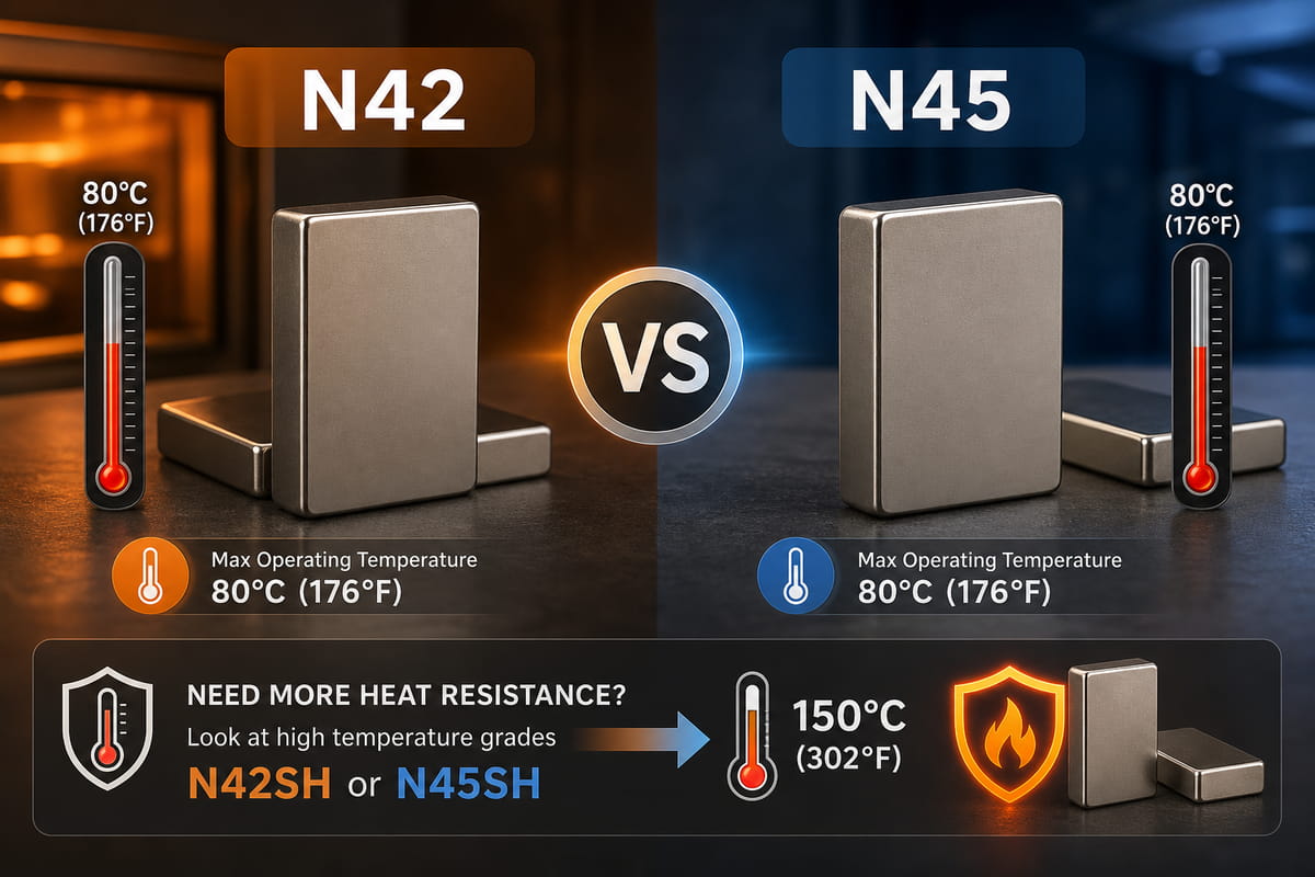 Tolérance de température des aimants N42 et N45