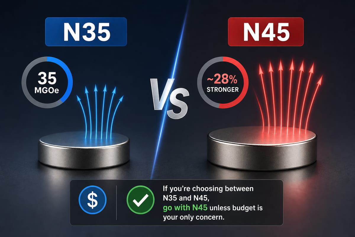 Comparaison simple entre les aimants N45 et N35