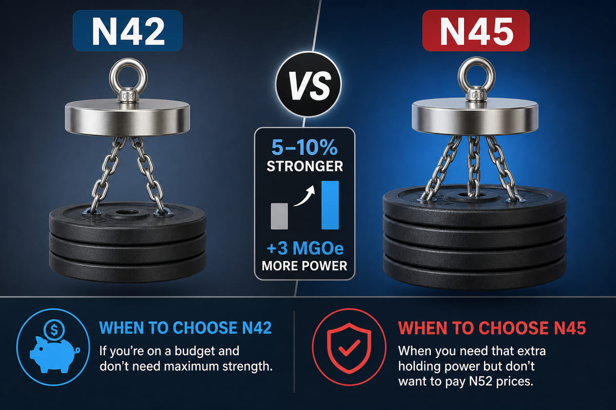 Comparaison simple entre les aimants N45 et N42