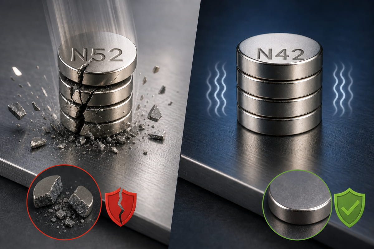Aimants N52 et N42 : durabilité et fragilité