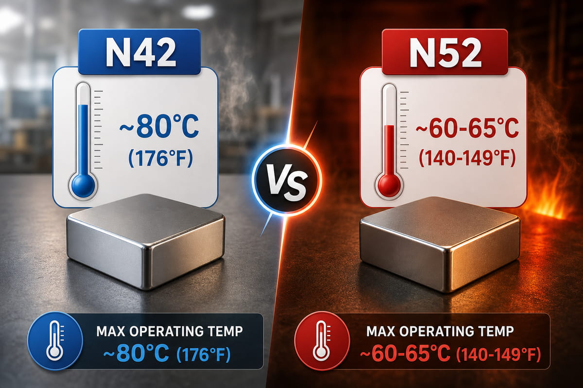 Résistance à la température des aimants N52 et N42